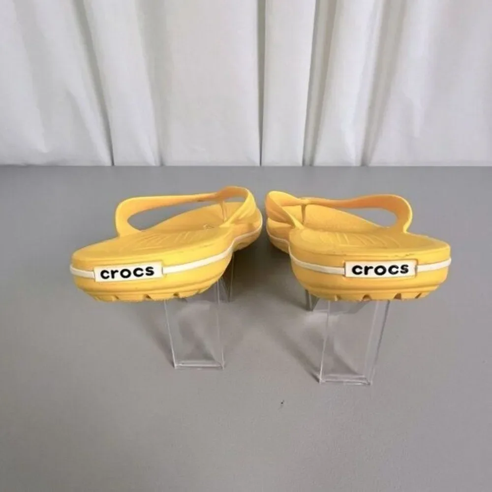 CROCS MENS YELLOW FLIP FLOPS SIZE 11